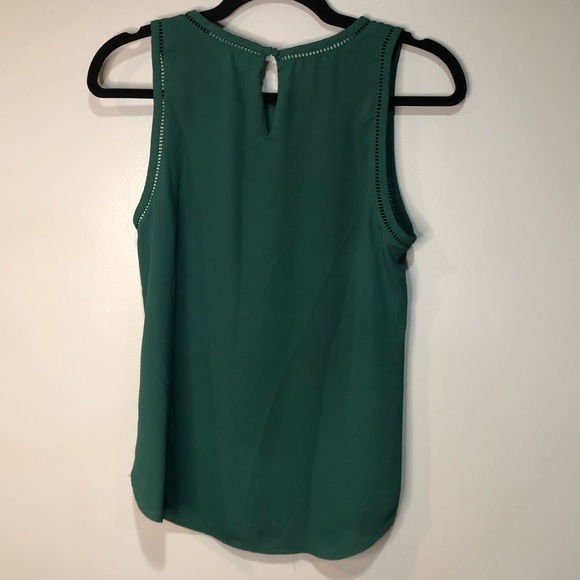 J Crew Women's Dark Green Sleeveless Tank Top with Ladder Trim - Picture 2 of 10
